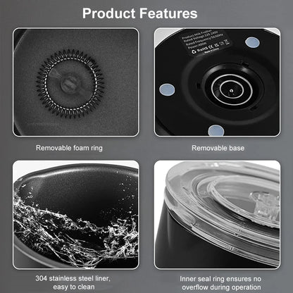 Electric Milk Frother Automatic Rotary Foamer for Coffee Cappuccino Latte 4 in 1 Hot and Cold Foam Maker Milk Frother Foamer